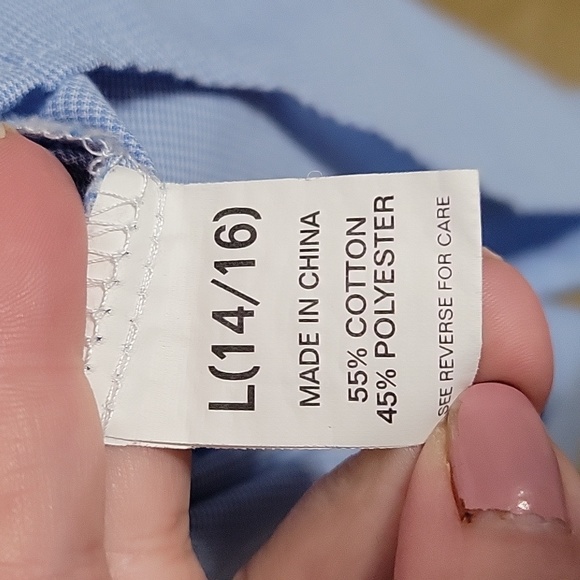 Chaps blue dress shirt large 14-16 - Picture 7 of 8